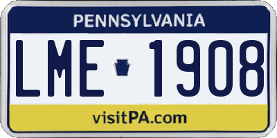 PA license plate LME1908