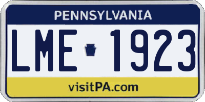 PA license plate LME1923