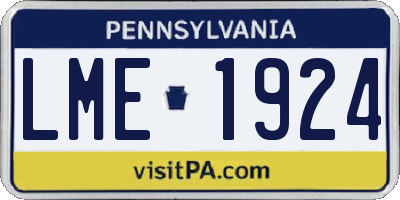 PA license plate LME1924