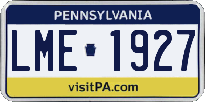 PA license plate LME1927