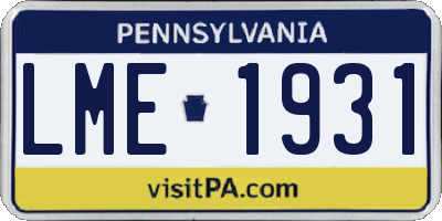 PA license plate LME1931