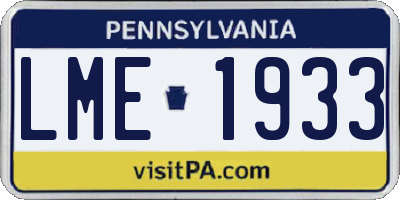 PA license plate LME1933