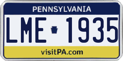PA license plate LME1935