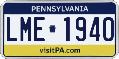 PA license plate LME1940