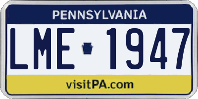 PA license plate LME1947