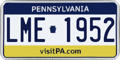 PA license plate LME1952
