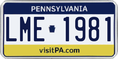 PA license plate LME1981