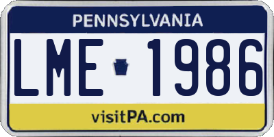 PA license plate LME1986