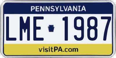 PA license plate LME1987