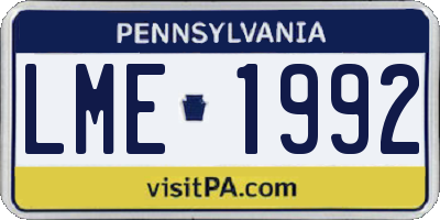 PA license plate LME1992