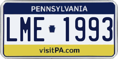 PA license plate LME1993