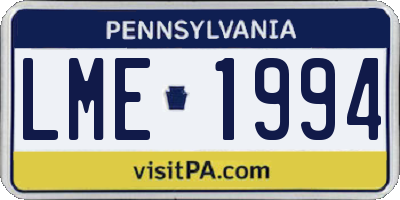 PA license plate LME1994