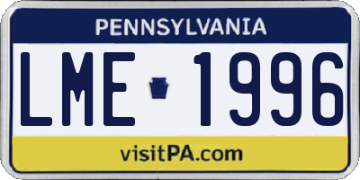 PA license plate LME1996