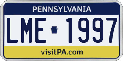PA license plate LME1997