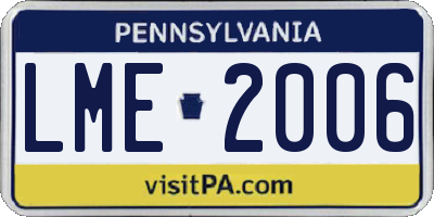 PA license plate LME2006