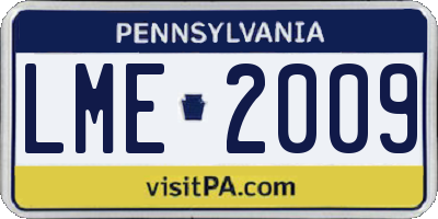 PA license plate LME2009