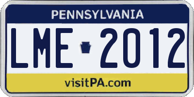 PA license plate LME2012
