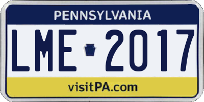 PA license plate LME2017