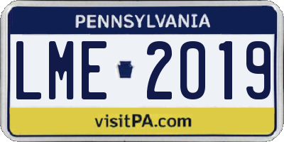 PA license plate LME2019