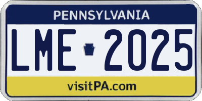 PA license plate LME2025