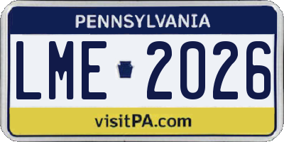 PA license plate LME2026