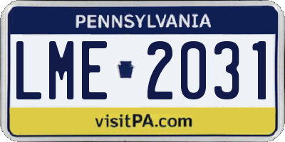 PA license plate LME2031