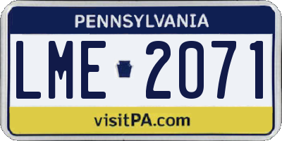 PA license plate LME2071