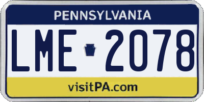 PA license plate LME2078
