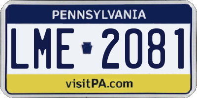 PA license plate LME2081