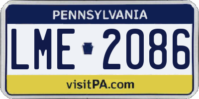 PA license plate LME2086