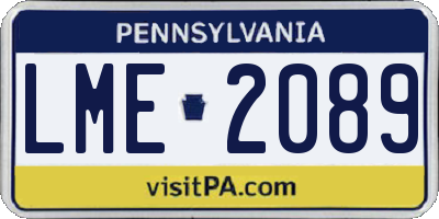 PA license plate LME2089