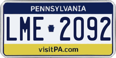 PA license plate LME2092