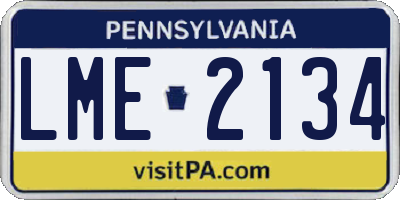 PA license plate LME2134