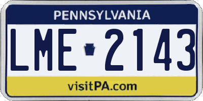 PA license plate LME2143