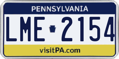 PA license plate LME2154