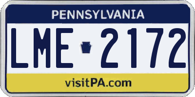 PA license plate LME2172