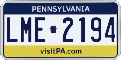 PA license plate LME2194