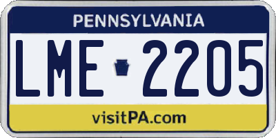 PA license plate LME2205
