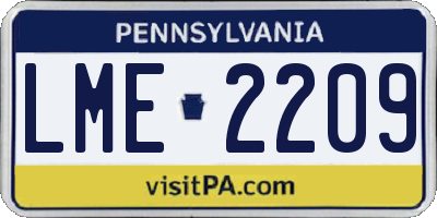 PA license plate LME2209