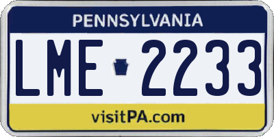 PA license plate LME2233