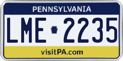 PA license plate LME2235