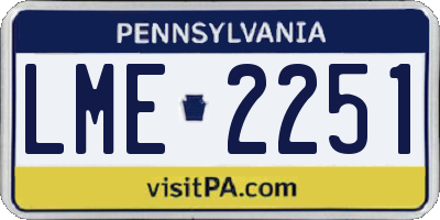 PA license plate LME2251