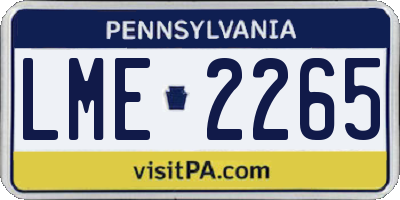 PA license plate LME2265