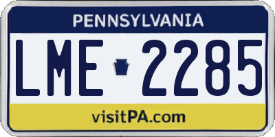 PA license plate LME2285