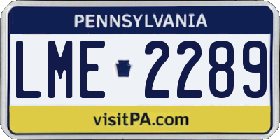 PA license plate LME2289