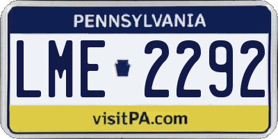 PA license plate LME2292