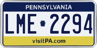 PA license plate LME2294