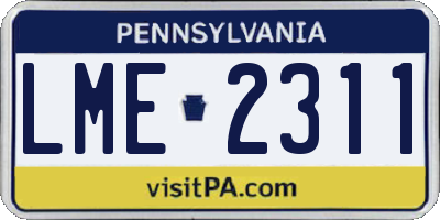 PA license plate LME2311