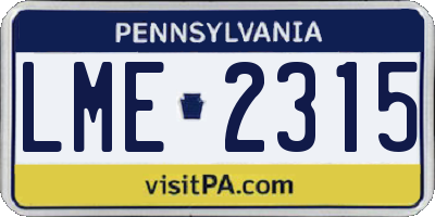PA license plate LME2315
