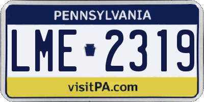 PA license plate LME2319